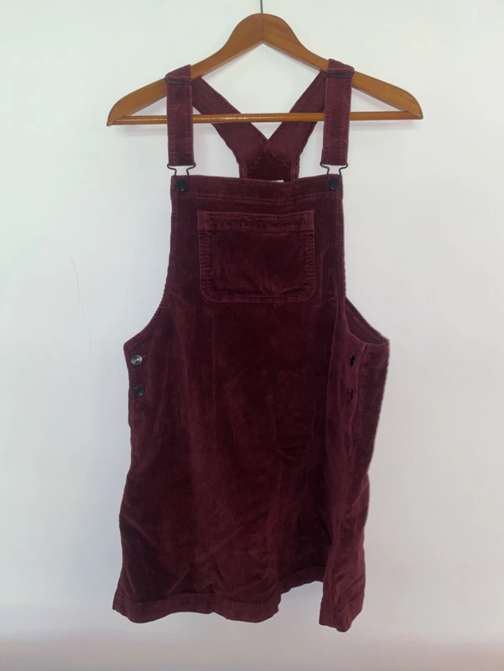 American Eagle Corduroy Pinafore in Burgundy Overall Mini Dress L